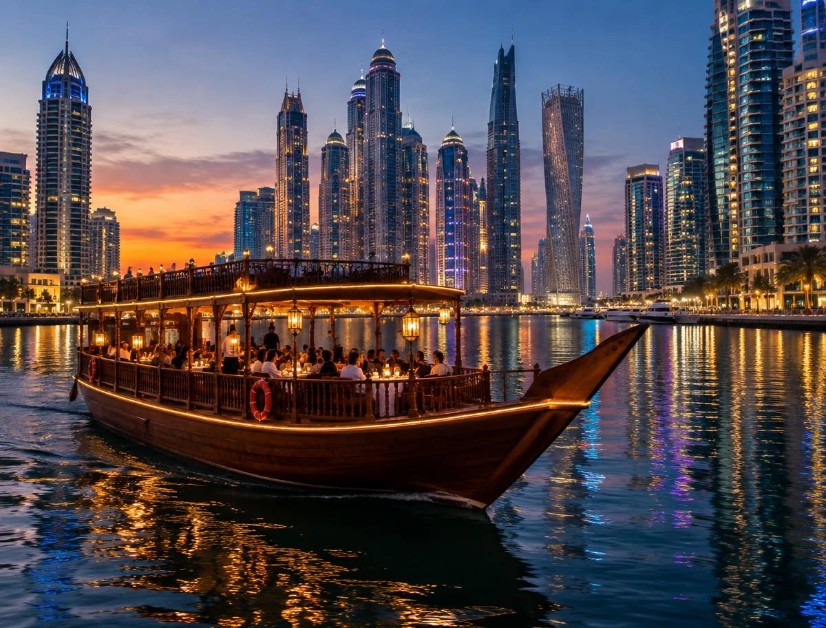 Dhow Cruise Marina experience in Dubai Marina